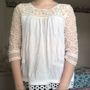 Meadow Rue White Crochet Blouse - Boho Peasant